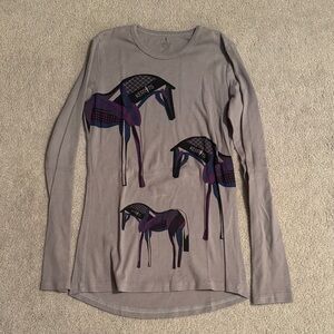 Kerrits Gray Long Sleeve Tee with Horse Design